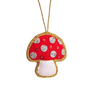Mushroom Zari Hanging – Embroidered <b>Toadstool</b> Ornament for Car , Wall <b>Decor</b>, Christmas, Eid & Festive Return Gift Wholesale - Product Image 2