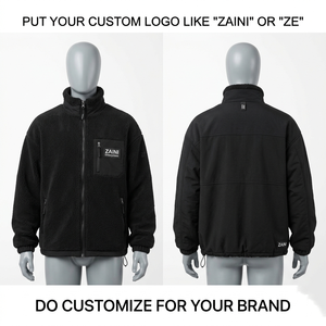 Chaqueta Deportiva para Hombre de Forro Polar Sherpa Premium de 240 GSM, Color Negro, con Paneles Softshell, Logotipo Bordado Personalizado, OEM, ODM, Impermeable - Product Image 1