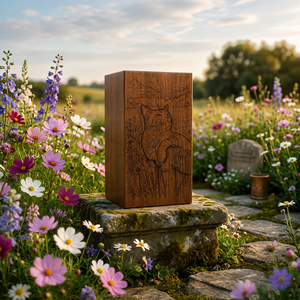 Wooden Pet Cremation Urn Handmade <b>Memorial</b> Keepsake <b>Box</b> Carved Animal Pattern Desktop Burial Urn - Product Image 2