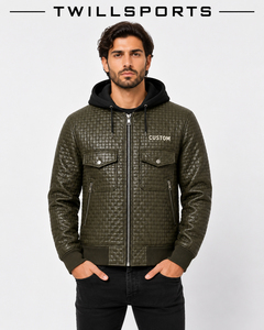Custom Men's Quilted PU Leather Biker <b>Jacket</b> Premium Motorcycle Outerwear Long Sleeve Stylish Stand Collar Waterproof Breathable - Product Image 3