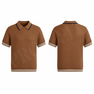 Hot Sale Knitted Custom Design Whole Sale Trendy Polo Shirt with <b>White</b> Collar and Stripes Casual Knitwear Polo <b>Tee</b> Short Sleeve - Product Image 5