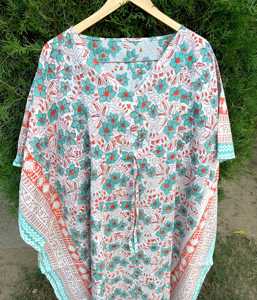 Wholesale Hot Sale Plus Size Straight <b>Kaftan</b> Women Indian Block Printed Breathable Cotton Fabric Casual Summer Wear Short ODM - Product Image 4