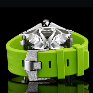 Montre Classique de Luxe pour Homme en Gros, Bracelet en Caoutchouc, Cadran Analogique, Mouvement Mécanique, Pierres Moissanite, Accessoire de Mode pour Poignet - Product Image 4