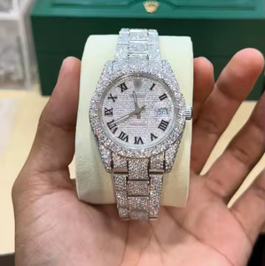 Montre en quartz Moissanite Crystal Wave Premium pour homme, sertie de pierres, avec mouvement de précision et design épuré - Product Image 4