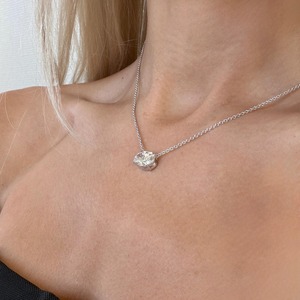 Colgante Solitario de Diamante Cultivado en Laboratorio de Corte Ovalado de 3 Quilates, Chapado en Rodio, 14K, Certificado IGI, Diamantes Rellenos, Clásico y Lujoso para Mujer - Product Image 3
