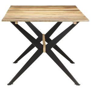 Table à manger en bois de manguier massif naturel avec structure en acier thermolaqué, meubles élégants et durables - Product Image 3
