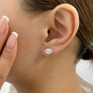 Moissanite 2CT Each Marquise Cut <b>Stud</b> Solitaire <b>Earrings</b> For Unisex 925 <b>Silver</b> for Women's Anniversary Party Jewelry For Partner - Product Image 5
