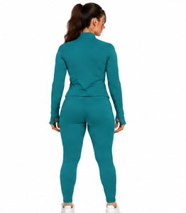 Wholesale Custom 3 Piece Yoga Set Women Gym Fitness <b>Workout</b> Leggings Crop Top <b>Jacket</b> Soft Stretch Quick Dry Activewear Sports - Product Image 6