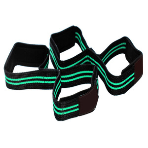 Adjustable Nylon Weightlifting <b>Straps</b> Black with Green Stripes <b>Velcro</b> Closure for Gym Training Unisex - Product Image 2