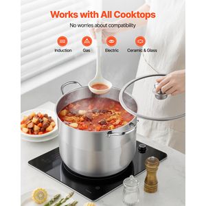 Pentola in Acciaio Inox da 16 Qt con Coperchio in Vetro, Senza PFOA e PFAS, per Fornelli a Gas - Product Image 4