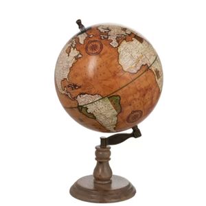 Globo Terráqueo de Madera Vintage, Globo Decorativo Antiguo de Escritorio, Mapa del Mundo para Decoración del Hogar u Oficina, Globo Terráqueo de Lujo como Adorno Artesanal - Product Image 1