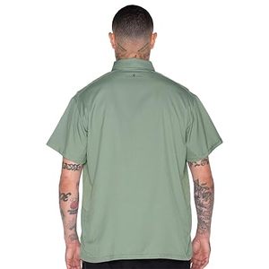 Men's Green Short Sleeve Zipper Vest Casual Breathable Polyester Outerwear Turn-<b>down</b> Collar Pockets Summer Wear - Product Image 2