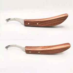 Couteau à sabots en acier Damas de qualité supérieure IRON, outil de fermeur pour le taillage des sabots, lame artisanale, outils vétérinaires, marque privée OEM - Product Image 3