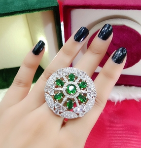 New AD Multi Color Manufacturer <b>Jewellery</b> <b>Silver</b> <b>Plated</b> High Polish with Diamond Ring for Women handmade bulk product - Product Image 6