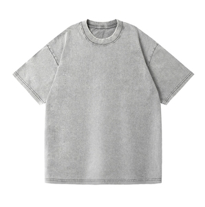 Heavyweight 100% Cotton Washed T-shirt Men High Quality Stone Wash Tee Custom <b>Plain</b> Boxy Fit Acid Wash <b>Tshirts</b> for Sports - Product Image 1