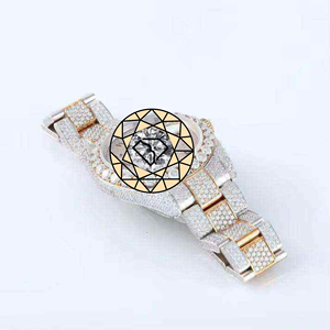 Reloj de Diamantes de Laboratorio con Diseño de Espinas, Correa de Acero Inoxidable, Completamente Cubierto de Diamantes, Movimiento de Cuarzo - Product Image 2