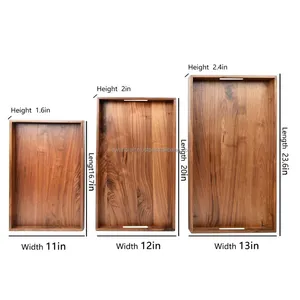 Nueva bandeja de servicio de madera de moda con mango decorativo, accesorios rectangulares para fiestas de boda, accesorios para el hogar - Product Image 3