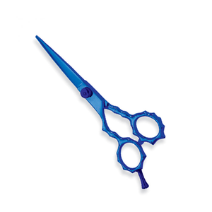 Ciseaux à cheveux élégants en titane bleu de 5,5 pouces et 6 pouces avec finition gravée au laser pour les coiffeurs et les barbiers professionnels - Product Image 2