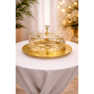 Supports à gâteaux en métal de style mid-century avec couvercle en verre, qualité supérieure, présentoir rond pour desserts, fournitures pour gâteaux de mariage et d'anniversaire à domicile - Product Image 4