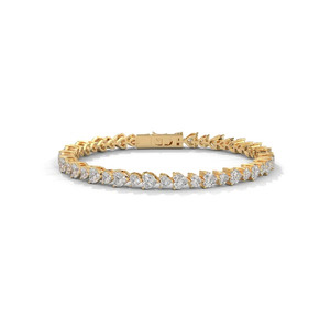 Brass Moissanite Tennis <b>Bracelet</b> 18K Gold Plated Single Row <b>Crystal</b> Heart and Pear Cut Unisex Gift - Product Image 1