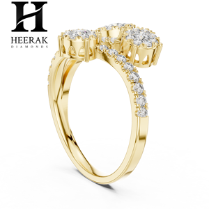 14K Gold Multi-Cluster Diamond Engagement <b>Ring</b> - Elegant Lab Grown/Natural Diamond <b>Statement</b> <b>Ring</b> - Product Image 3