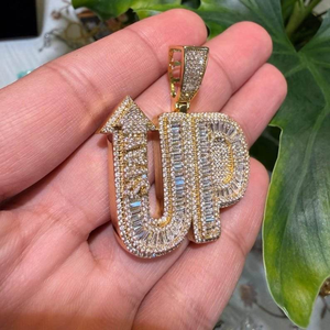 Collier pendentif lettre flèche ascendant en moissanite de luxe, style hip-hop, entièrement serti de pierres, en argent 925 plaqué rhodium, cadeau unisexe - Product Image 5