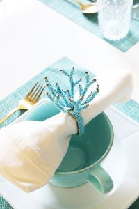 Anillo para Servilletas de Coral con Cuentas Color Verde Azulado, Estilo Artesanal Moderno, Decoración Náutica de Lujo para Mesa, Porta Servilletas Decorativo para Banquetes - Product Image 5