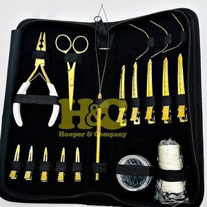 สินค้ามาใหม่ HOOPER COMPANY ชุดอุปกรณ์ต่อผมสแตนเลส คีมหนีบผม เข็มรูปตัว C ลูกปัดไมโครสีทอง สำหรับมืออาชีพ - Product Image 2