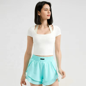 T-shirts pour femmes, hauts de yoga sans couture, vêtements de sport, t-shirts de fitness à manches courtes, hauts de yoga pour la gym, vente en gros - Product Image 2