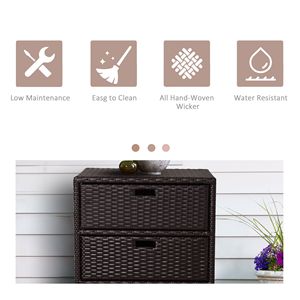 Mobiletto da Esterno in Rattan da 32 Pollici per Bordo Piscina con 3 Grandi Cassetti Resistenti alle Intemperie - Product Image 6