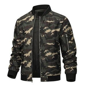 Hot Selling Men's Grey <b>Camo</b> Design Fitted Lightweight Sportswear Bomber <b>Jacket</b> Casual Sailor Collar Zip Front Customized - Product Image 3