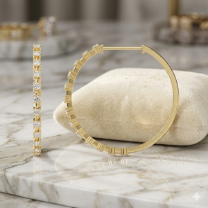 1.70CTW Round Cut Bar Set <b>Large</b> <b>Hoop</b> Diamond Earrings - Product Image 4