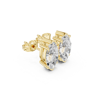 Marquise Cut Diamond Stud Earrings in Solid Gold or Sterling Silver Elegant Six Prong Setting Gemstone Jewelry for Women - Product Image 4