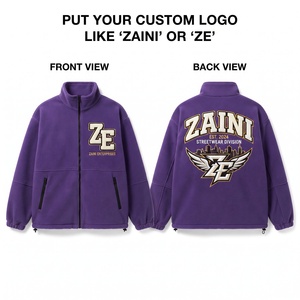 Premium 300 GSM Fleece Breathable Waterproof <b>Reflective</b> Men's Autumn <b>Running</b> <b>Jacket</b> Soft Warm Purple Full Zip Stand Collar - Product Image 1