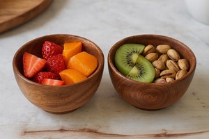 Bol de service en bois simple, artisanal, en bois naturel, pour la cuisine, la salle à manger, les salades, les fruits, écologique, durable - Product Image 5