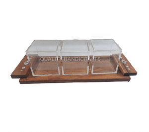 Plateau de service décoratif rectangulaire en bois laqué avec coquille de nacre, design créatif, boîte en acrylique, fait main, taille personnalisée - Product Image 1