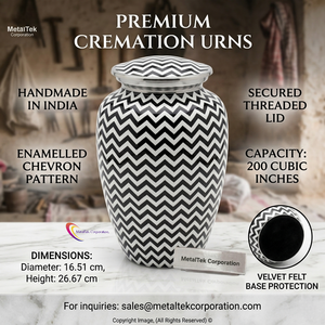 Hot Selling New Unique Black White Chevron Design Adult Cremation Urn Memorial <b>Keepsake</b> <b>Ashes</b> Funeral Decorative Jars Metal Urns - Product Image 4