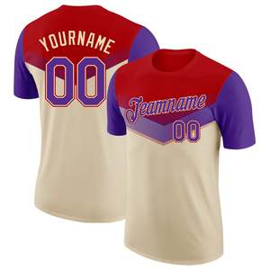 T-shirt de sport tendance pour équipe, blanc avec blocs de couleur sur les manches, personnalisable avec numéro et nom du joueur, vêtements de sport, vente en gros en vrac, directement de l'usine - Product Image 1