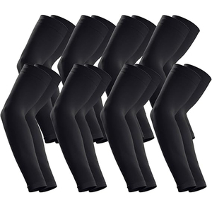 Manchons de compression bleus à motif uni en tissu extensible respirant pour le sport, le fitness, la course à pied, le cyclisme, anti-rétrécissement, séchage rapide - Product Image 2