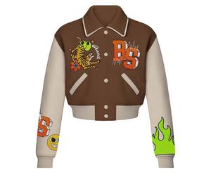 เสื้อแจ็คเก็ตเด็กผู้หญิง TAHAD รุ่นปรับแต่งได้ สไตล์หวานเท่สำหรับฤดูใบไม้ร่วง สีชมพูตัดต่อ แจ็คเก็ตเด็กทรงบอมเบอร์สำหรับผู้หญิง - Product Image 3