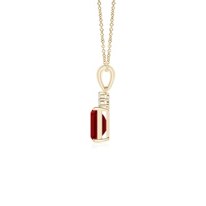 Collar de Oro Sólido de 14K con Colgante de Rubí Rojo Natural de Corte Esmeralda de 0.5 Ctw y Cadena con Trio de Diamantes de 0.02 Ctw, Joyería Fina - Product Image 3