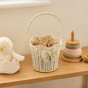 Pastel Lavender Kids <b>Storage</b> <b>Basket</b> Cute Woven Children Organizer <b>Soft</b> Color Baby Nursery <b>Basket</b> Decorative Stylish Toy <b>Storage</b> - Product Image 4