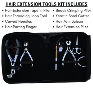 Hair Extension <b>tools</b> Application <b>Kit</b> with Tape In Plier Beads Crimper Keratin Bond Cutter Hair Extension Plier <b>Mini</b> Scissors - Product Image 2