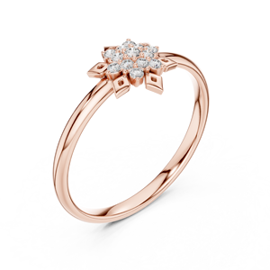 Anillo de Diamantes de Oro Sólido de 14k con Motivo de Copo de Nieve para Mujer, Corte Brillante Redondo, Anillo de Compromiso Clásico, Diseño Minimalista, Anillo para Regalo - Product Image 6