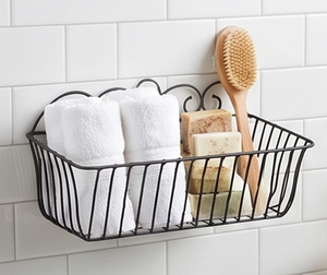 Vintage Metal Wire <b>Storage</b> <b>Basket</b> Black Powder Coated Wall Mounted <b>Rectangle</b> Shape Multi-Purpose Neatening Organized Container - Product Image 6