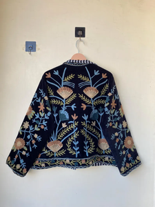 Veste kimono en velours de coton 100% faite à la main |   Automne/Hiver Respirant Écologique Anti-rides Séchage rapide Col rond matelassé - Product Image 2