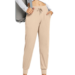 Pantalon d'hiver pour femme, taille haute, couleur unie, en coton tissé, coupe droite, longueur complète, coupe régulière, respirant, deux poches latérales - Product Image 3
