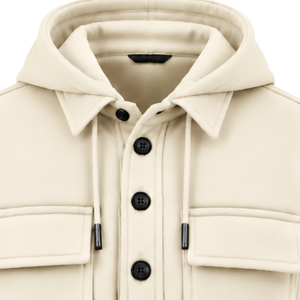 Chaqueta con Capucha para Hombre, Color Crema, con Botones al Frente, Manga Larga, con Bolsillos en el Pecho, Ropa Casual de Calle, para Venta al Por Mayor - Product Image 5