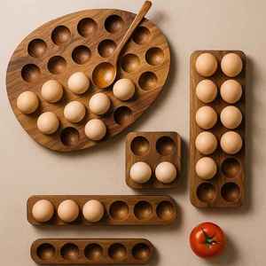 Support à œufs en bois à 2 niveaux, capacité de 18 œufs, support de rangement écologique pour comptoir de cuisine, Craft Emporium Exports CEE-300536 - Product Image 3