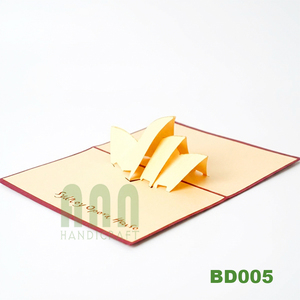 Custom <b>Handmade</b> 3D Pop Sydney Opera House Card High Quality <b>Paper</b> Kraft Handicraft UV Stylish Japandi Style Letterpress Printed - Product Image 3